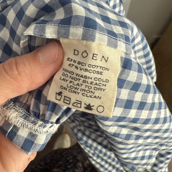 DOEN Sora Dress Blue Gingham M - Picture 6 of 7